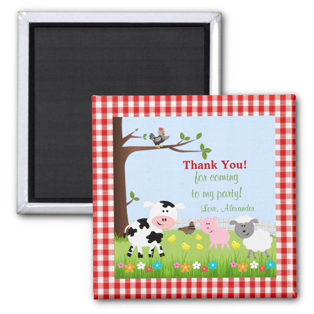 Cute Farm Animals Birthday Party Magnet (Front)