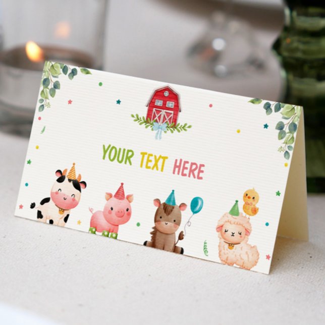 Cute Farm Animals Birthday Place Card (Creator Uploaded)