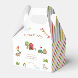 Cute Farm Animals Birthday Thank You Favor Box