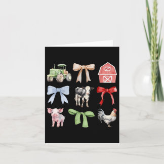Cute Farm Animals Cow Pig Chicken Coquette Farmer  Card
