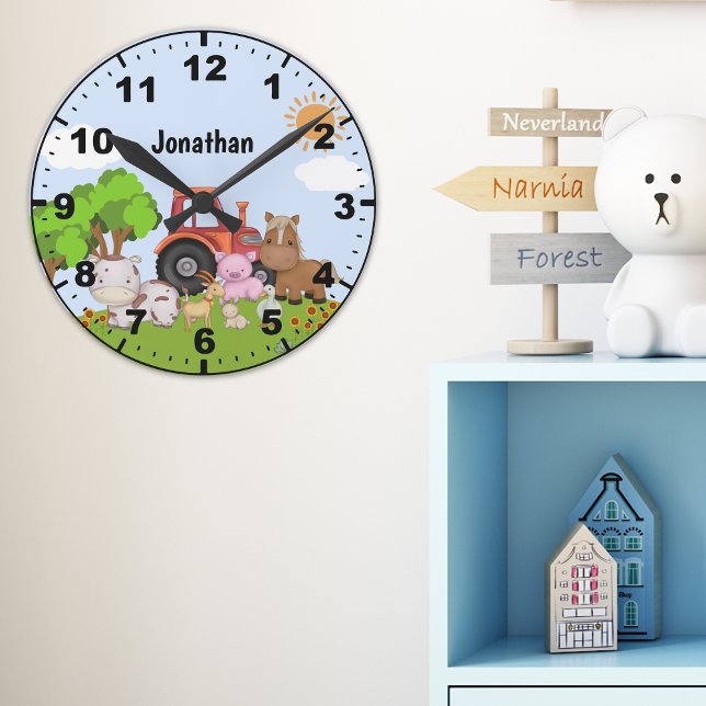 Cute Farm Animals for Kids Round Clock (Creator Uploaded)