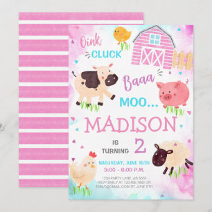 Cute Farm Animals Invitation
