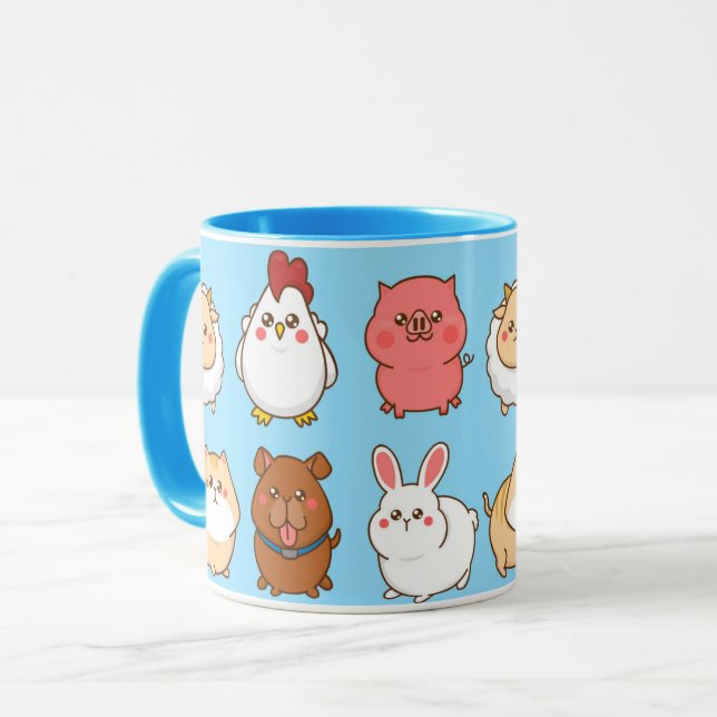 Cute Farm Animals Mug (Front Left)