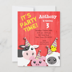 Cute Farm Animals Party Invitation