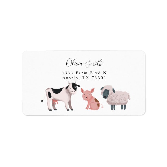 Cute Farm Animals Return Address Label (Front)