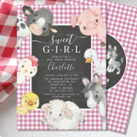 Cute Farm Animals Shower Invitation