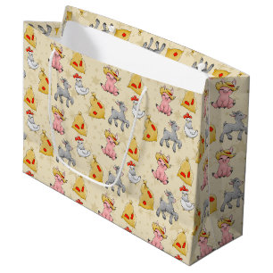 cute farm animals tiled party large gift bag