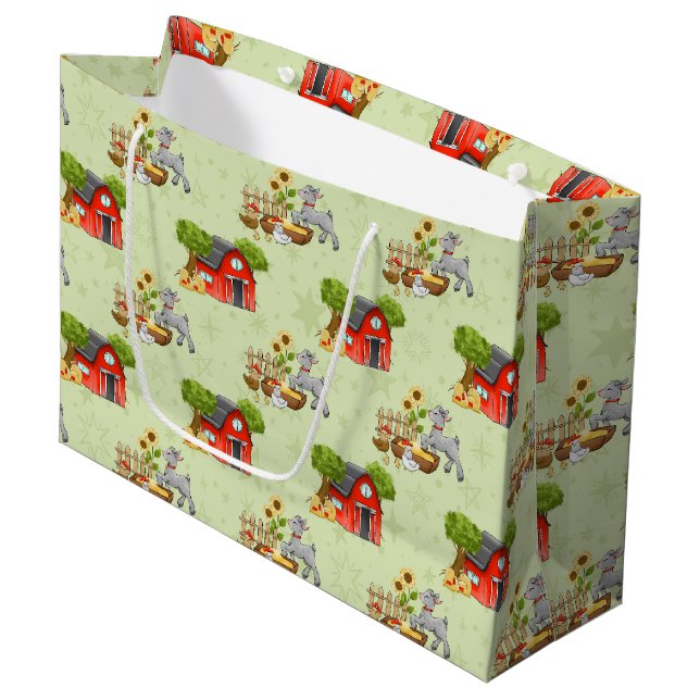 cute farm animals tiled party pattern large gift bag (Front Angled)