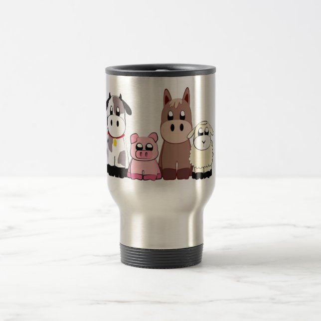 Cute  farm animals travel mug (Center)