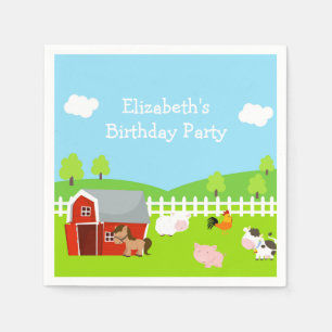 Cute Farm Animals Unisex Birthday Napkin
