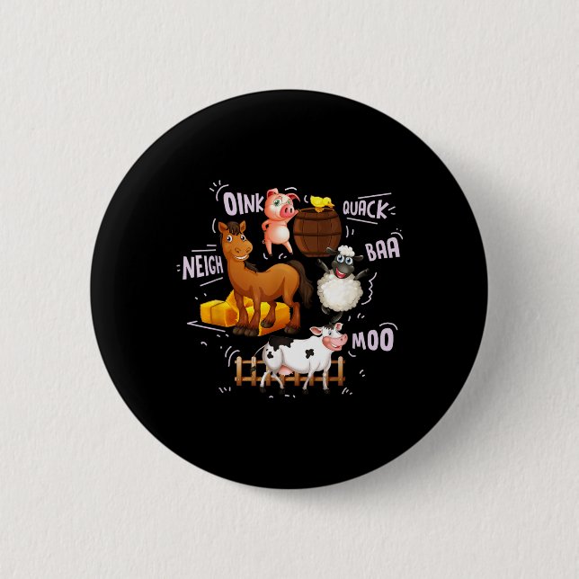 Cute Farm Animals With Sounds 2 Inch Round Button (Front)
