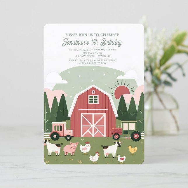 Cute Farm Animaux Barniard anniversaire Invitation (Créateur téléchargé)