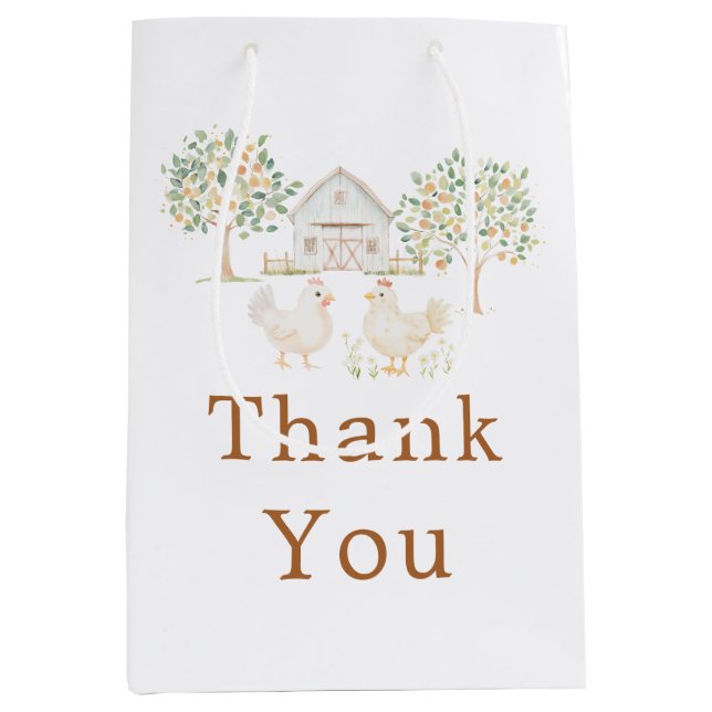 Cute Farm Barn Baby Shower  Medium Gift Bag (Front)