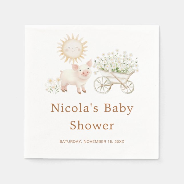 Cute Farm Barn Baby Shower Napkin (Front)