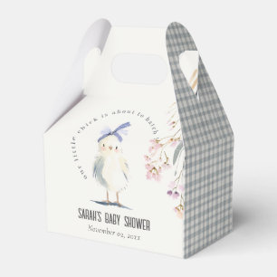 Cute Farm Chick Watercolor Floral Baby Shower Favor Box