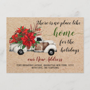 Cute Farm Christmas Truck Poinsettia Moving Announcement