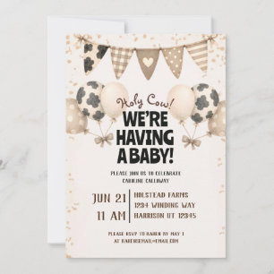 Cute Farm Cow Baby Shower Invitation