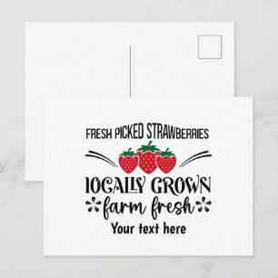 Cute farm fresh strawberries customizable postcard