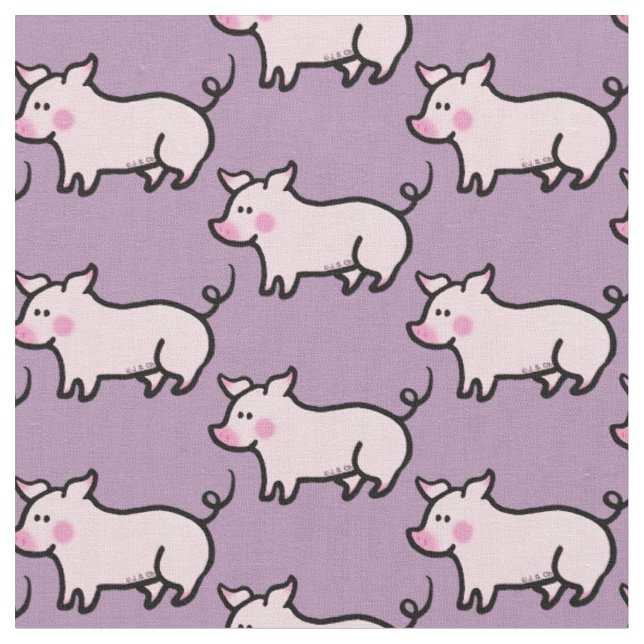 Cute farm house piglet pattern fabric (Close Up)