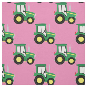Cute Farm Kids Tractor Pink Girls Fabric