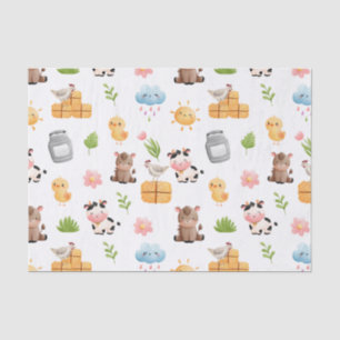 Cute Farm Life and Farm Baby Animals Pattern Tissue Paper