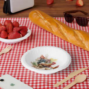 Cute farm rooster lovers party paper plate