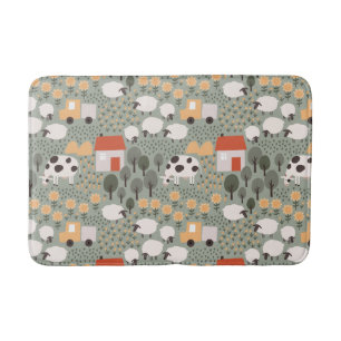 Cute Farm Scene Pattern Bath Mat
