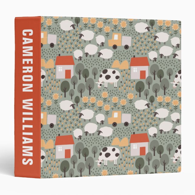 Cute Farm Scene Pattern Binder (Front/Spine)