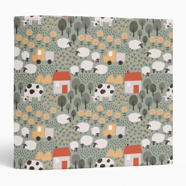Cute Farm Scene Pattern Binder (Front/Spine)