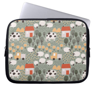 Cute Farm Scene Pattern Laptop Sleeve