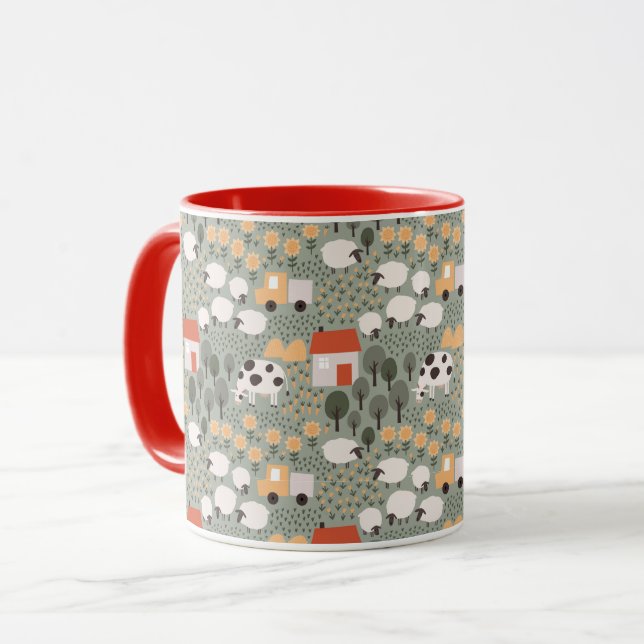 Cute Farm Scene Pattern Mug (Front Left)
