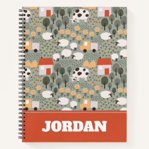 Cute Farm Scene Pattern Notebook