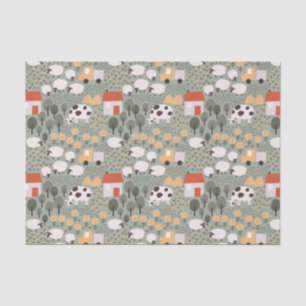 Cute Farm Scene Pattern Tissue Paper