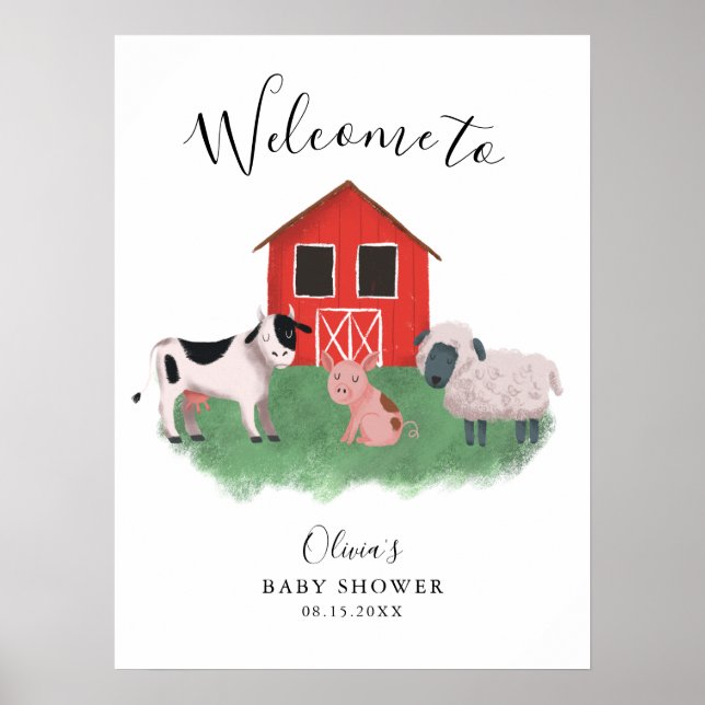 Cute Farm Theme Baby Shower Welcome Sign (Front)