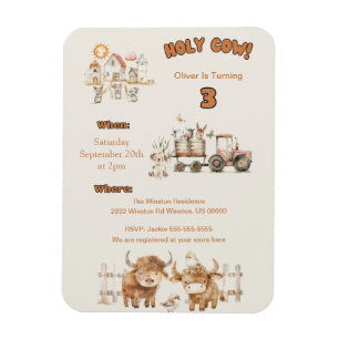 Cute Farm Themed Birthday Party Boy or Girl  Magnet