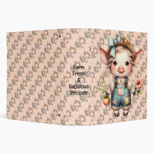 Cute Farmcore Pig in Overalls with Flowers Binder