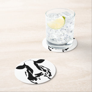 Cute Farmer Black White Country Farm Cow Round Paper Coaster