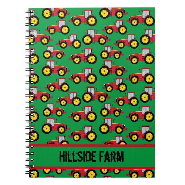 Cute Farmer Countryside Tractor in Field Patterned Notebook (Front)