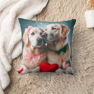Cute farmer couple valentine's day throw pillow