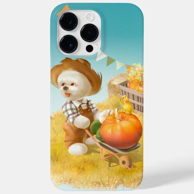 Cute Farmer Dog with Pumpkin Case-Mate iPhone Case (Back)