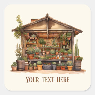 Cute Farmers Market booth add text Square Sticker