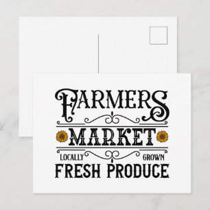 Cute Farmers market word art  Postcard