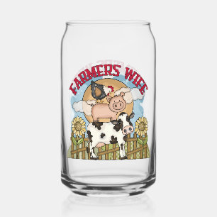 Cute Farmers Wife Country Farmhouse Can Glass