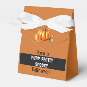 Cute Farmhouse Black Cat and Pumpkin Halloween Favor Box
