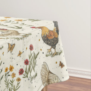Cute Farmhouse Chickens Tablecloth