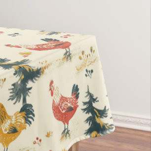 Cute Farmhouse Chickens Tablecloth