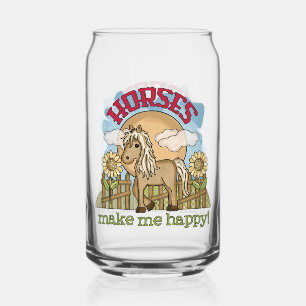 Cute farmhouse horse happy can glass