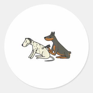 Cute Fashionable Doberman Tattooing Dalmatian Dog Classic Round Sticker