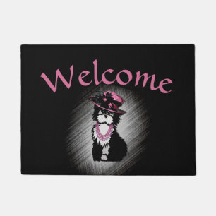 Cute Fashionista Puppy Dog Welcome Doormat