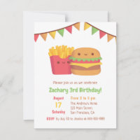 Cute Fast Food Fries and Burger Birthday Party